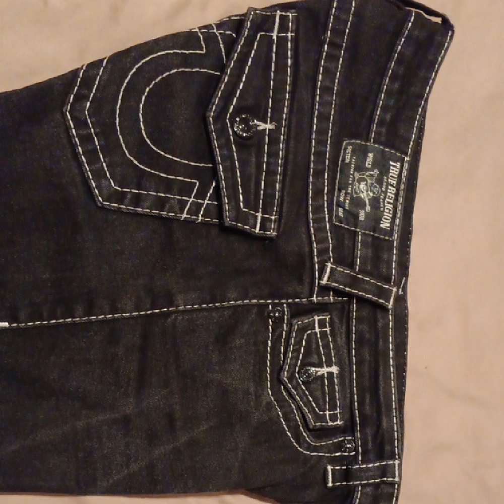 True Religion Dark Denim Jeans with White Stitching